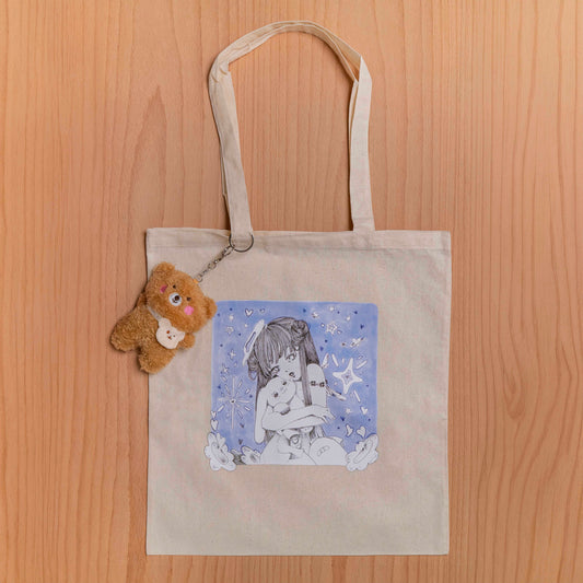 “Abrazo ” tote with brown teddy